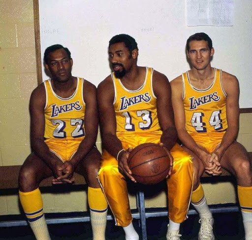 Wilt Chamberlain, Jerry West and Elgin Baylor