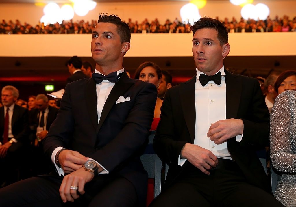 Lionel Messi with Cristiano Ronaldo at Ballon d'Or