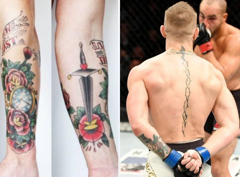 Conor Macgregor Tattoos leg and back 