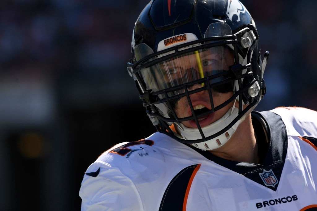 Offensive tackle Garett Bolles #72 of the Denver Broncos as the Denver Broncos take on the Los Angeles Chargers at the StubHub Center in Carson, CA.