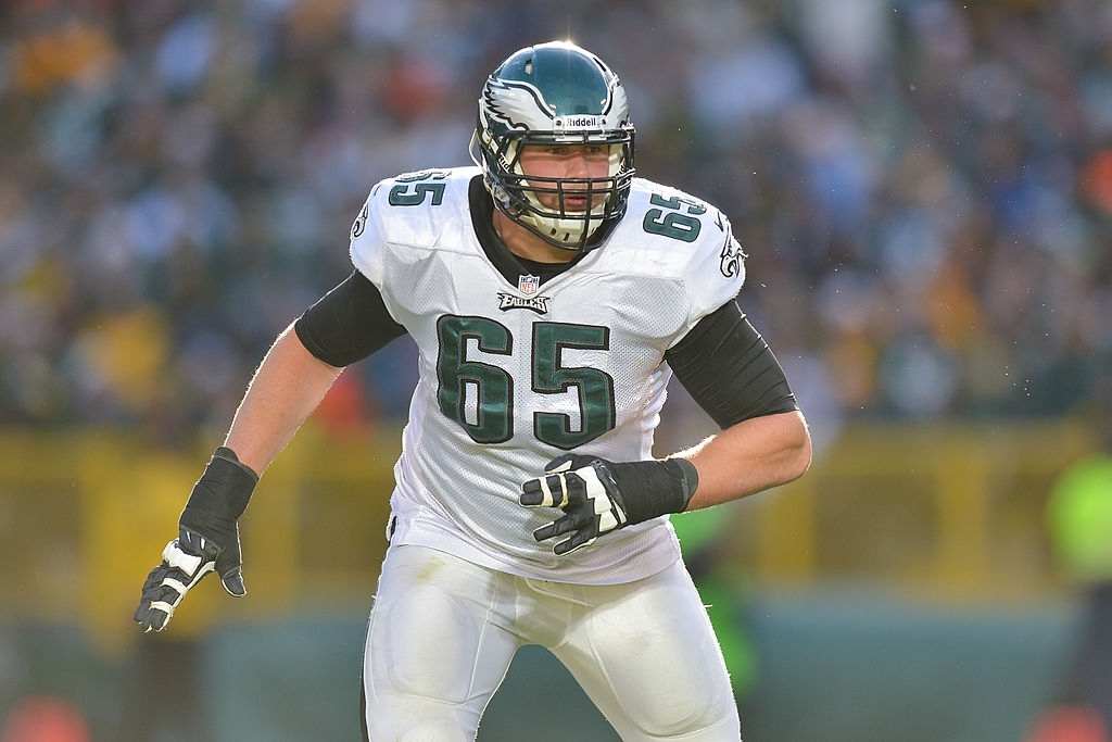 Lane Johnson #65 of the Philadelphia Eagles blocks against the Green Bay Packers at Lambeau Field on November 10, 2013 in Green Bay, Wisconsin.