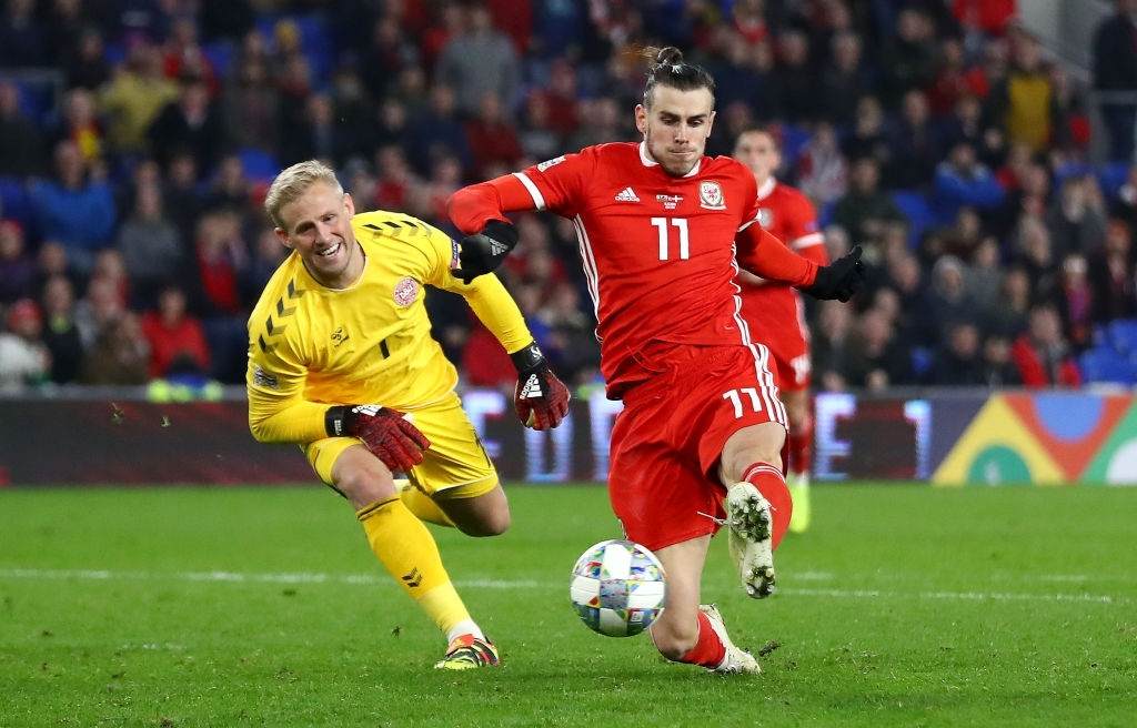 Martin Braithwaite of Denmark scores his team's first goal-compressed