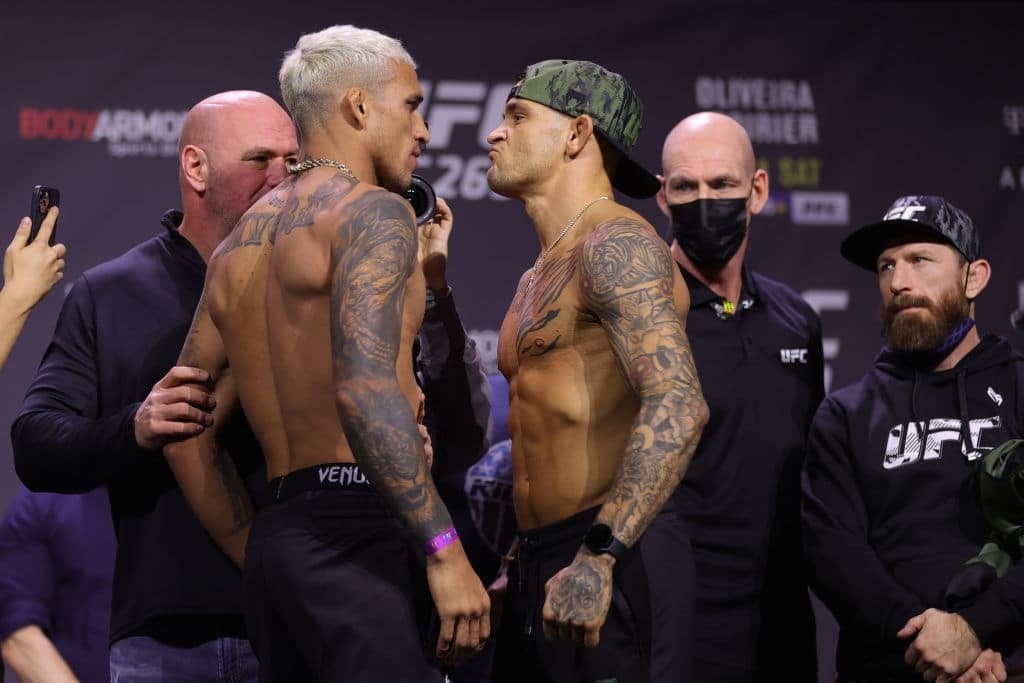 Charles Oliveira vs Dustin Poirier weigh in