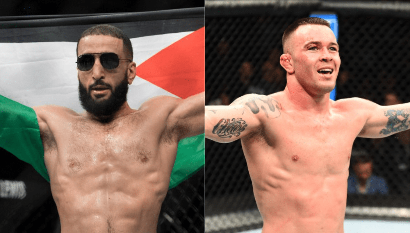 Belal Muhammad and Colby Covington inside the octagon