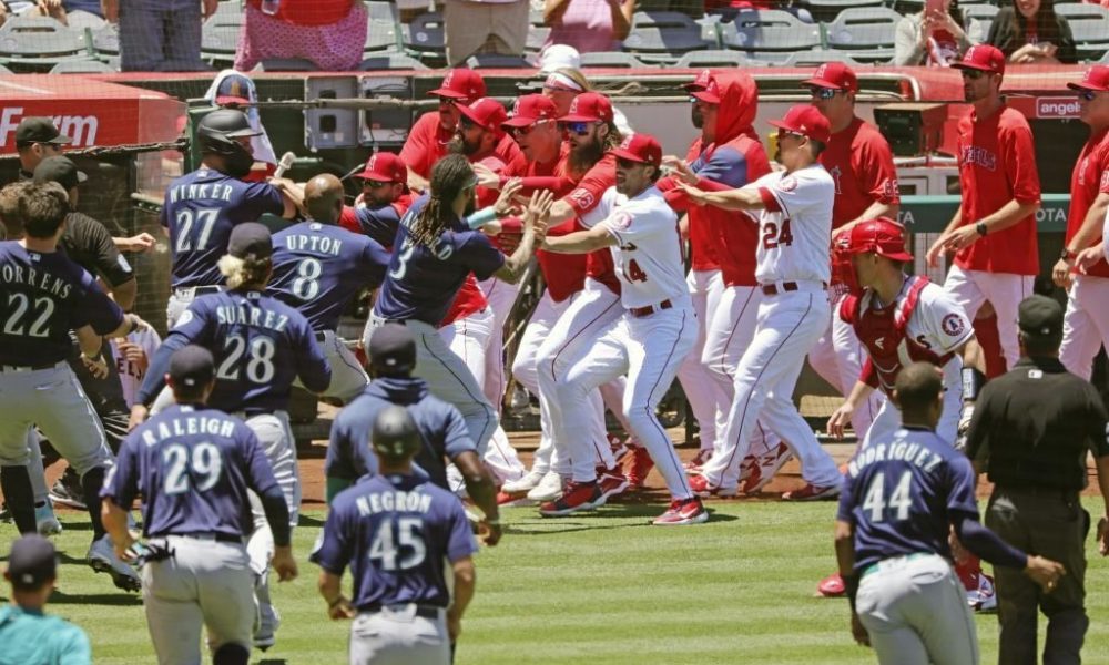 Angels vs Mariners bench clearing brawl results in 12 suspension Who