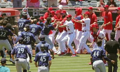 Angels vs Mariners bench clearing brawl