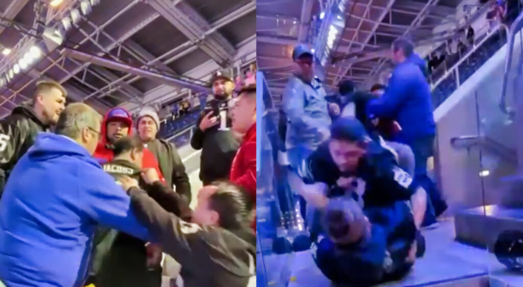 Raiders fans brawl in SoFi stadium