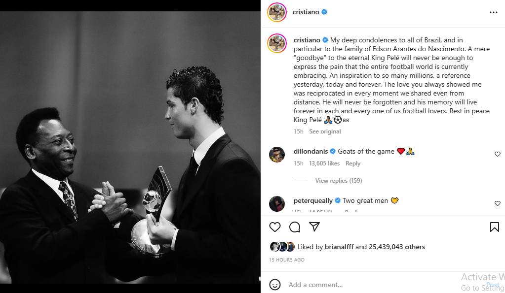 Cristiano Ronaldo tribute Pele