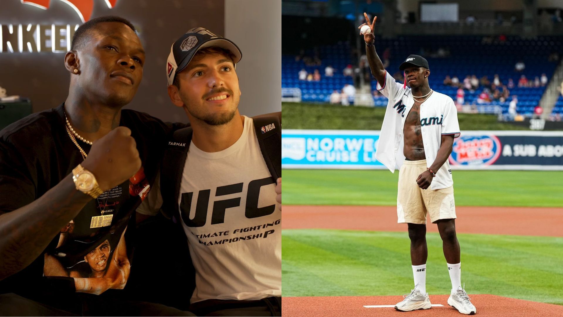 Israel Adesanya at the Miami Marlins stadium