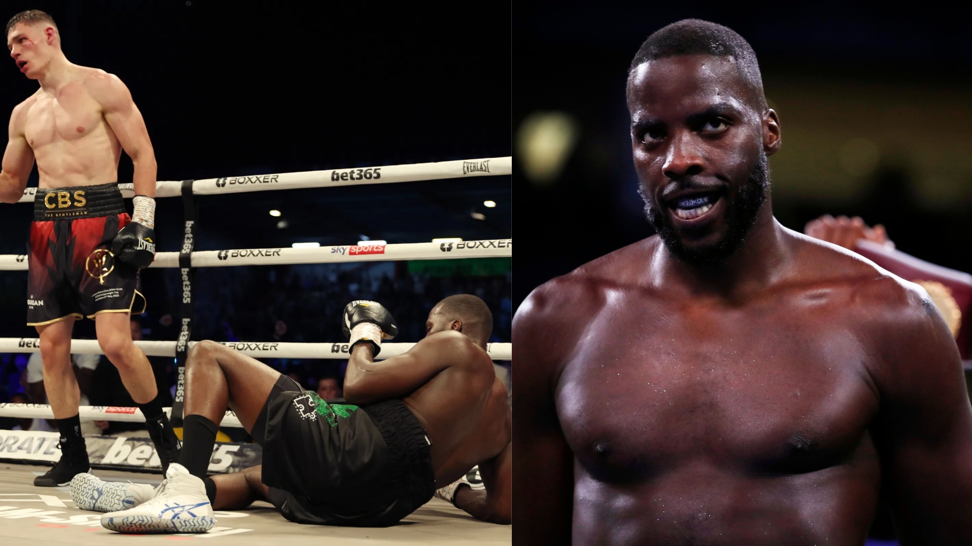 Lawrence Okolie gets knocked down