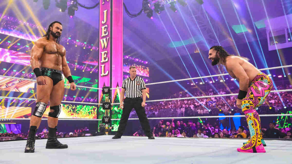 Drew McIntyre start bleeding with headbutt to Seth Rollins on WWE RAW