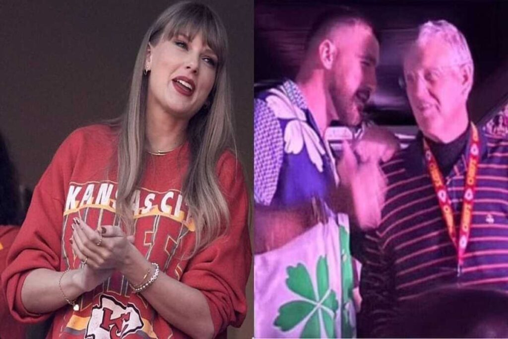 Chiefs TE Travis Kelce convinced Taylor Swift's father, Scott Swift, to switch teams from the Eagles to the Chiefs.