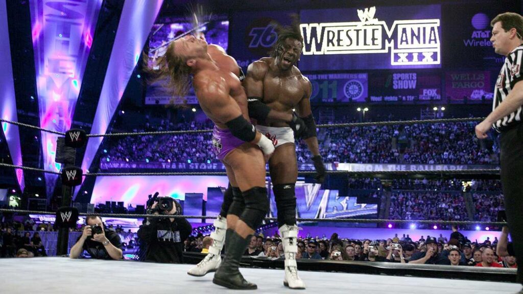 Triple H and Booker T at Wrestlemania 19
