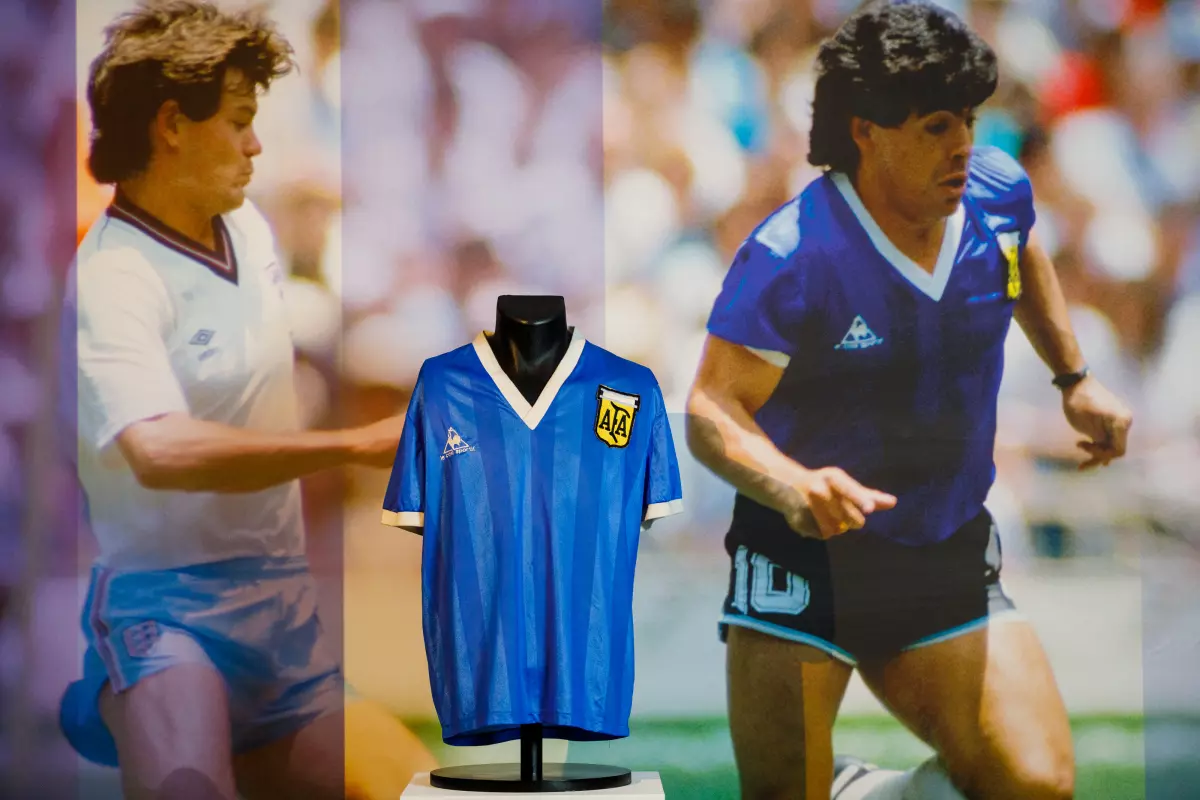 Diego Maradona's Jersey 1986 world cup at Sotheby’s auction, LondonSotheby