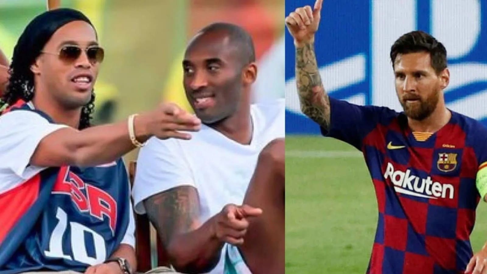 Ronaldinho Introduces Kobe Bryant to Lionel Messi