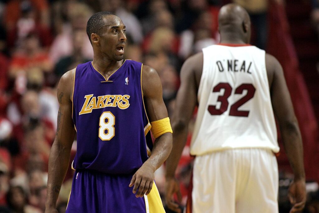 One of the many instances where Kobe and Shaq were on opposing teams.