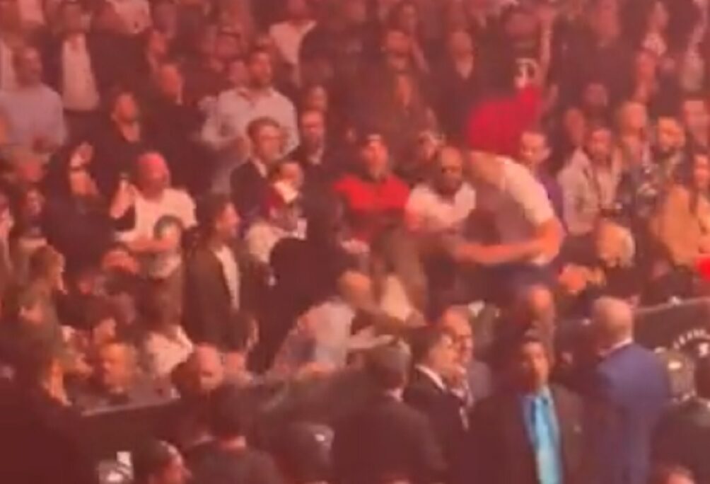 Sean Strickland throws flurry of punches of Dricus Du-Plesis at UFC 296