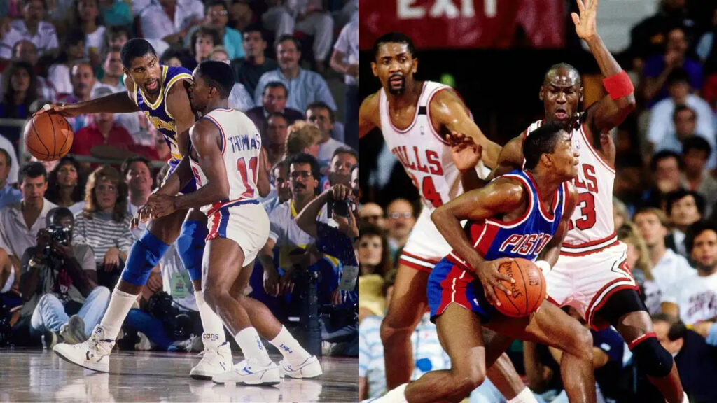Magic Johnson, Isaiah Thomas and Michael Jordan. Magic Johnson and Isaiah Thomas beef that escalated to him not getting recruited for the 1992 Olympic Dream Team, as Michael Jordan has always been against IT joining the team.