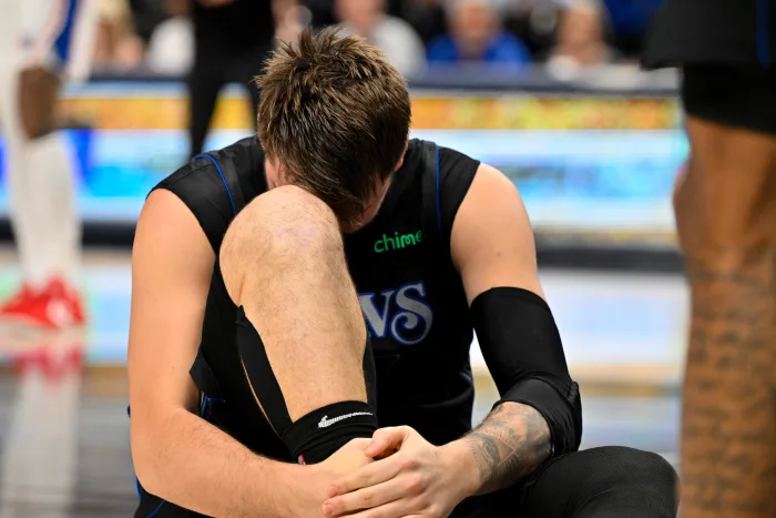 Luka Doncic suffering from an ankle sprain