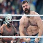 Jason Kelce, Lane Johnson comes to WWE HOFer Rey Mysterio’s rescue at WWE WrestleMania 40